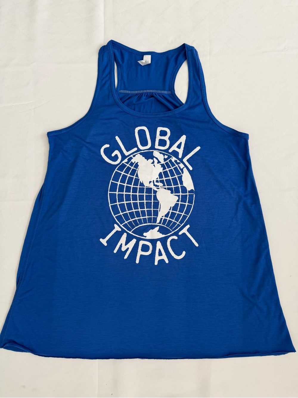 Women Global Impact Graphic Blue Racerback Tank Top sz L. T096